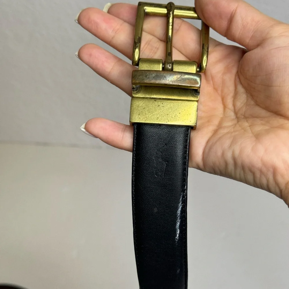 Polo Ralph Lauren Reversible Black/Brown Leather Belt Pony Logo